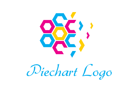 CMYK hexagon in flower shape printing logo