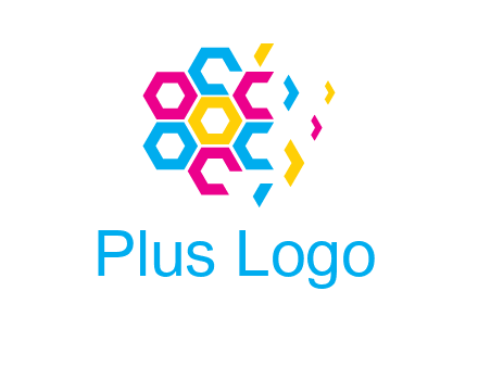 CMYK hexagon in flower shape printing logo