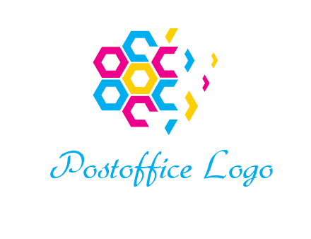 CMYK hexagon in flower shape printing logo