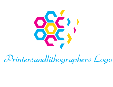 CMYK hexagon in flower shape printing logo