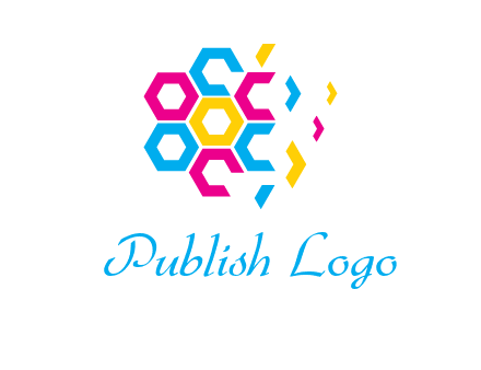 CMYK hexagon in flower shape printing logo