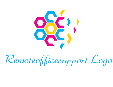 CMYK hexagon in flower shape printing logo