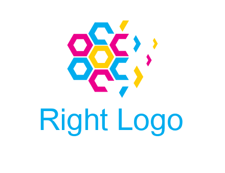CMYK hexagon in flower shape printing logo