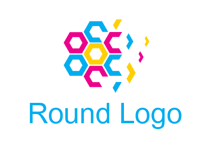 CMYK hexagon in flower shape printing logo