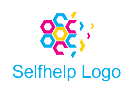 CMYK hexagon in flower shape printing logo