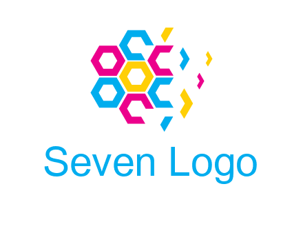 CMYK hexagon in flower shape printing logo