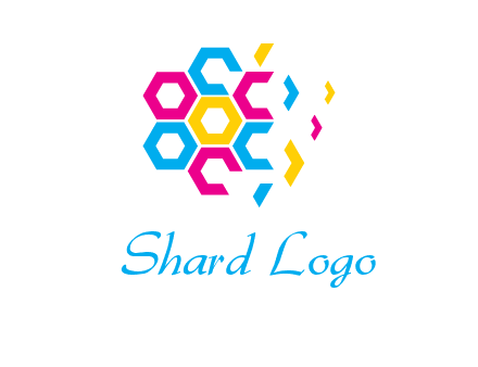 CMYK hexagon in flower shape printing logo