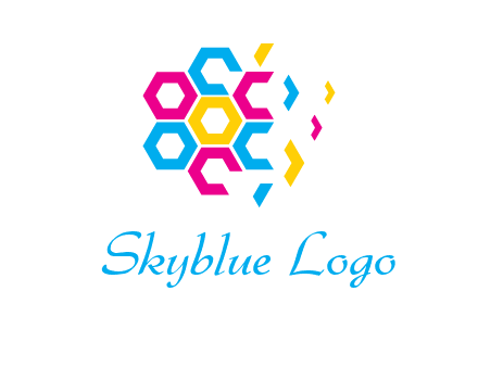 CMYK hexagon in flower shape printing logo
