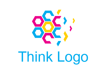 CMYK hexagon in flower shape printing logo