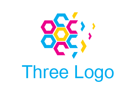 CMYK hexagon in flower shape printing logo