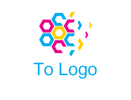 CMYK hexagon in flower shape printing logo