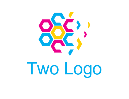 CMYK hexagon in flower shape printing logo