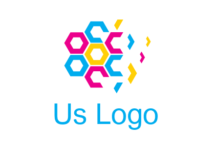 CMYK hexagon in flower shape printing logo