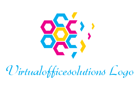CMYK hexagon in flower shape printing logo
