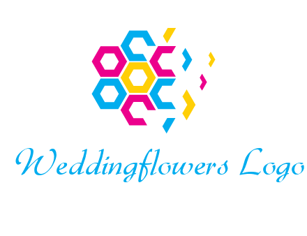 CMYK hexagon in flower shape printing logo
