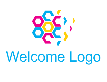 CMYK hexagon in flower shape printing logo