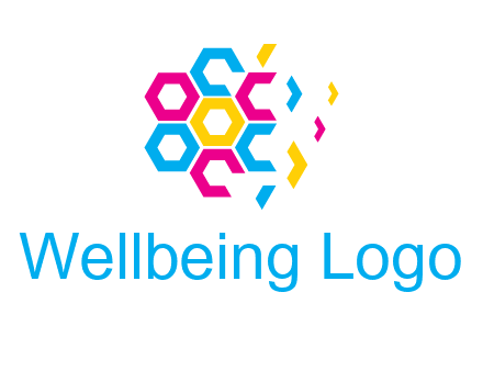 CMYK hexagon in flower shape printing logo
