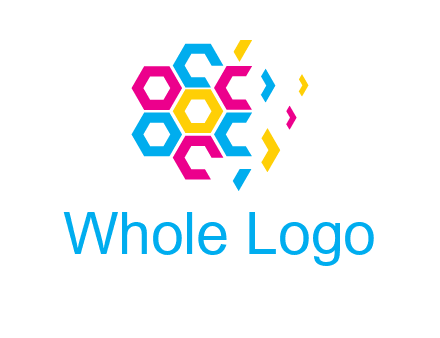 CMYK hexagon in flower shape printing logo