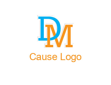 letter DM overlapping eachother