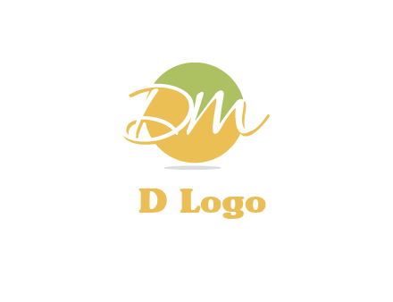 Letters dm are in a circle logo icon