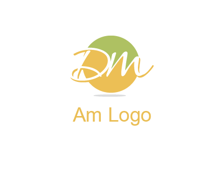 Letters dm are in a circle logo icon