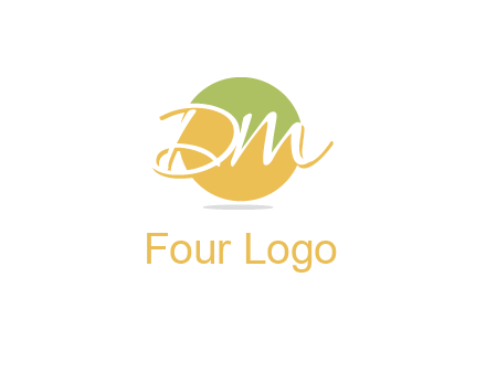 Letters dm are in a circle logo icon