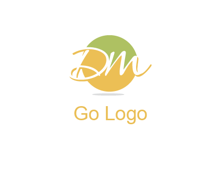 Letters dm are in a circle logo icon
