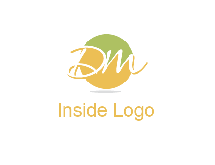 Letters dm are in a circle logo icon