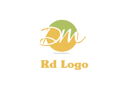 Letters dm are in a circle logo icon