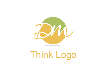 Letters dm are in a circle logo icon