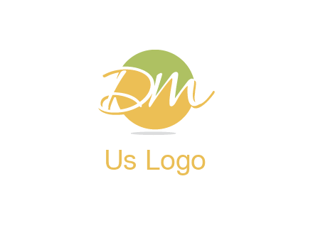 Letters dm are in a circle logo icon