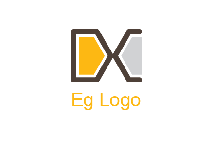 abstract letter D and letter C forming letter X