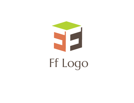 Letters FF are in 3d square shape icon