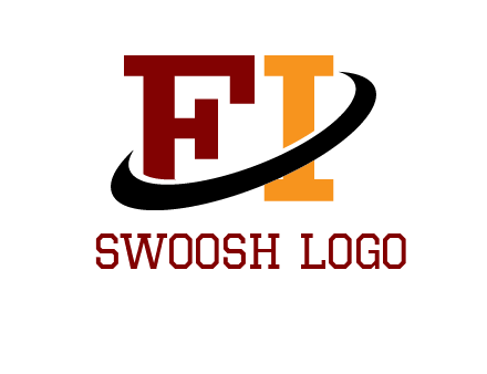 Swoosh around the letters FI logo