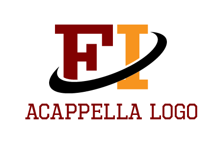 Swoosh around the letters FI logo