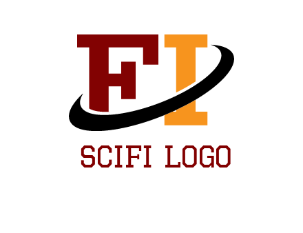 Swoosh around the letters FI logo