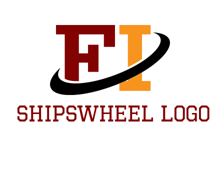Swoosh around the letters FI logo
