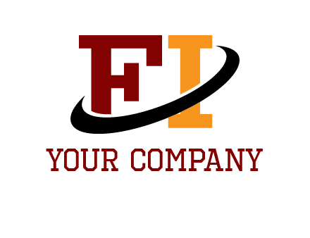 Swoosh around the letters FI logo