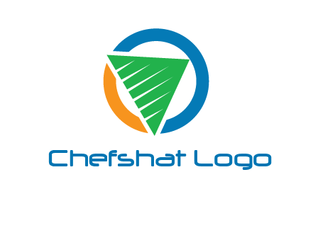 green recycling triangle in circle logo
