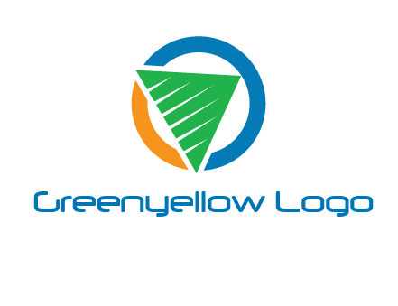 green recycling triangle in circle logo