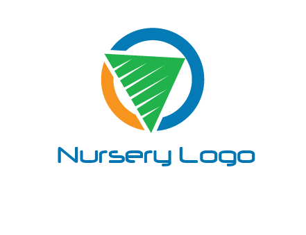 green recycling triangle in circle logo