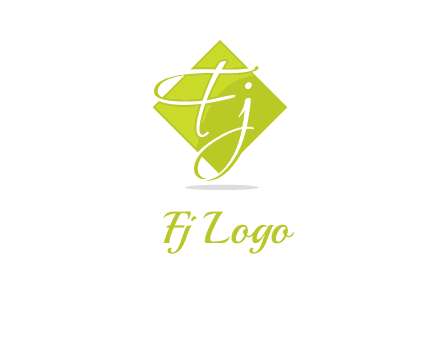 Letters Fj are in rhombus shape logo