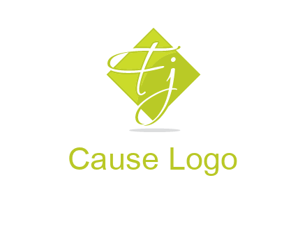 Letters Fj are in rhombus shape logo