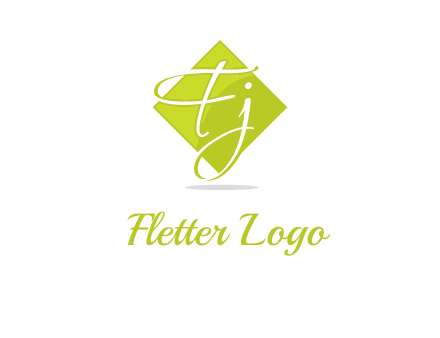 Letters Fj are in rhombus shape logo