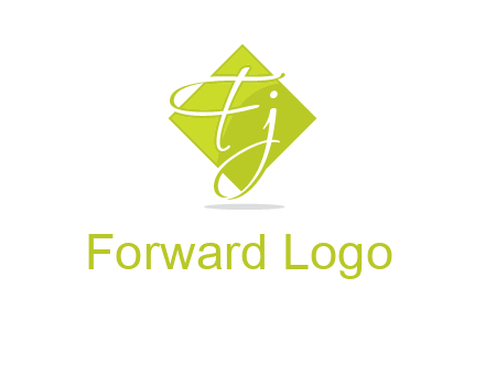 Letters Fj are in rhombus shape logo