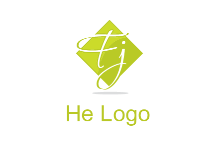 Letters Fj are in rhombus shape logo
