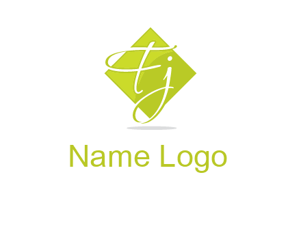 Letters Fj are in rhombus shape logo