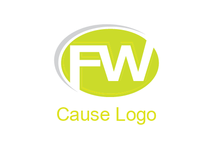 Letters FW are in a oval shape with swoosh logo