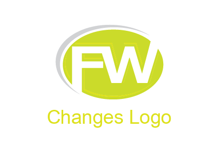 Letters FW are in a oval shape with swoosh logo