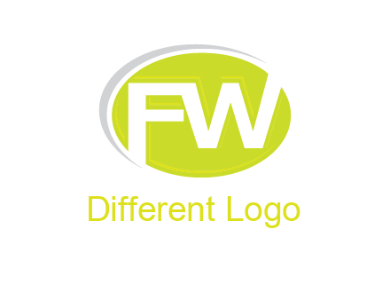 Letters FW are in a oval shape with swoosh logo